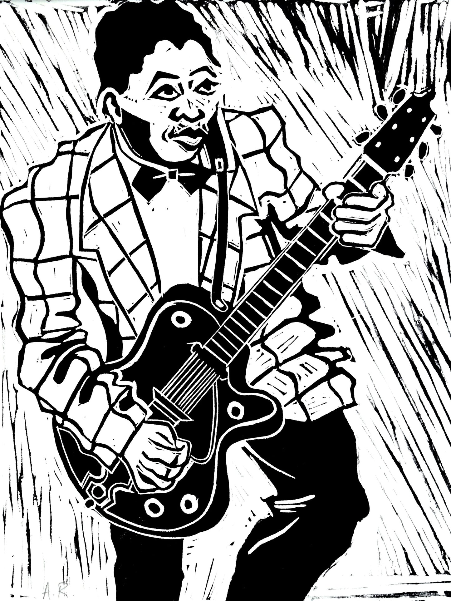 Bo Diddley - linocut.