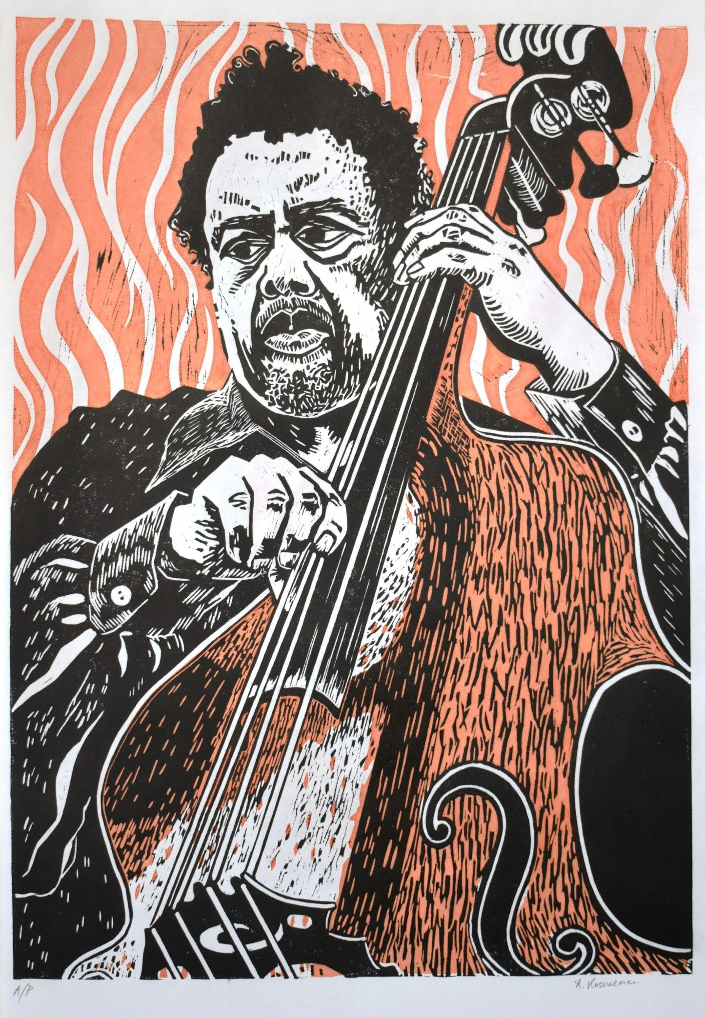 Charles Mingus - Linocut