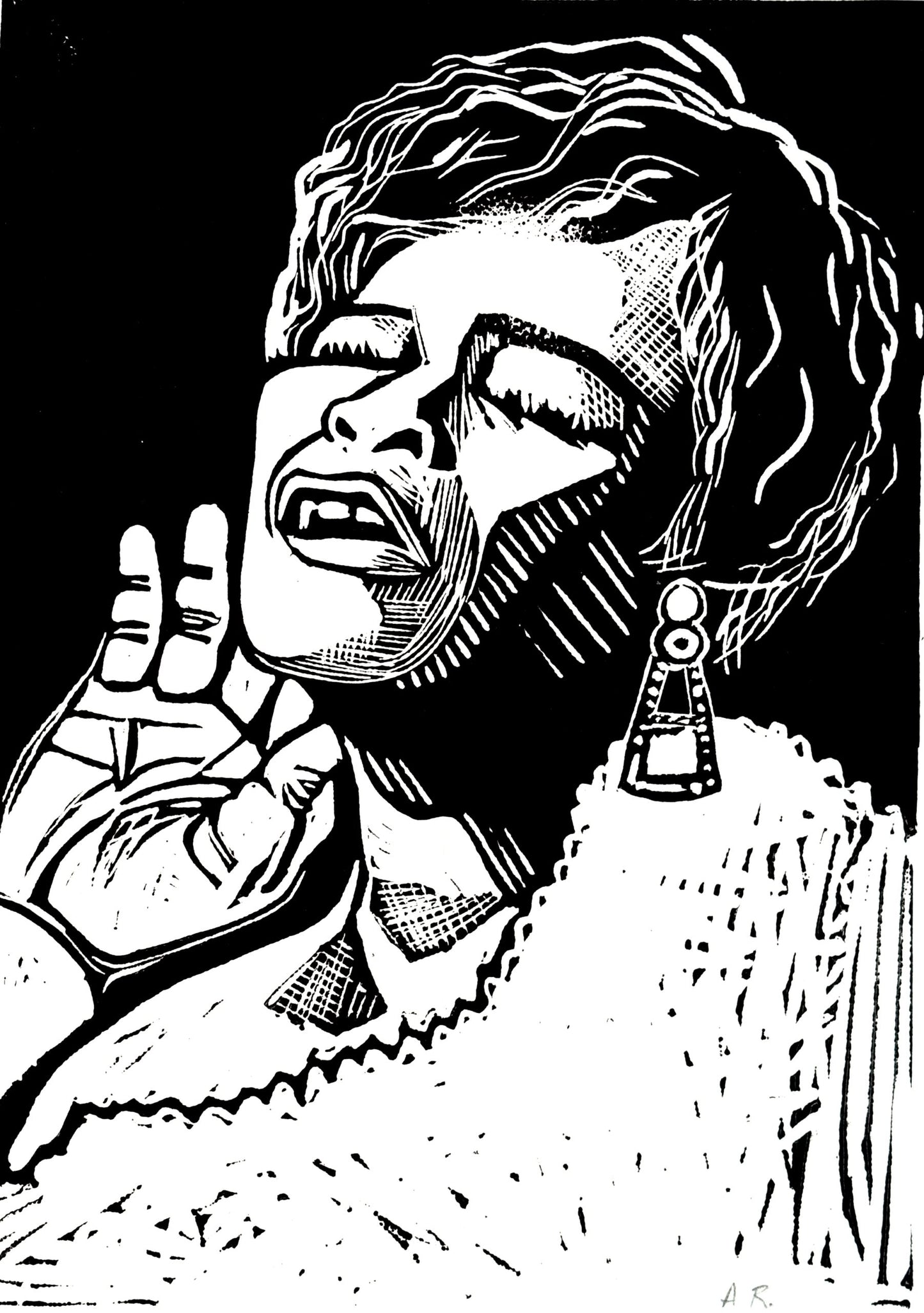 Ella Fitzgerald - linocut