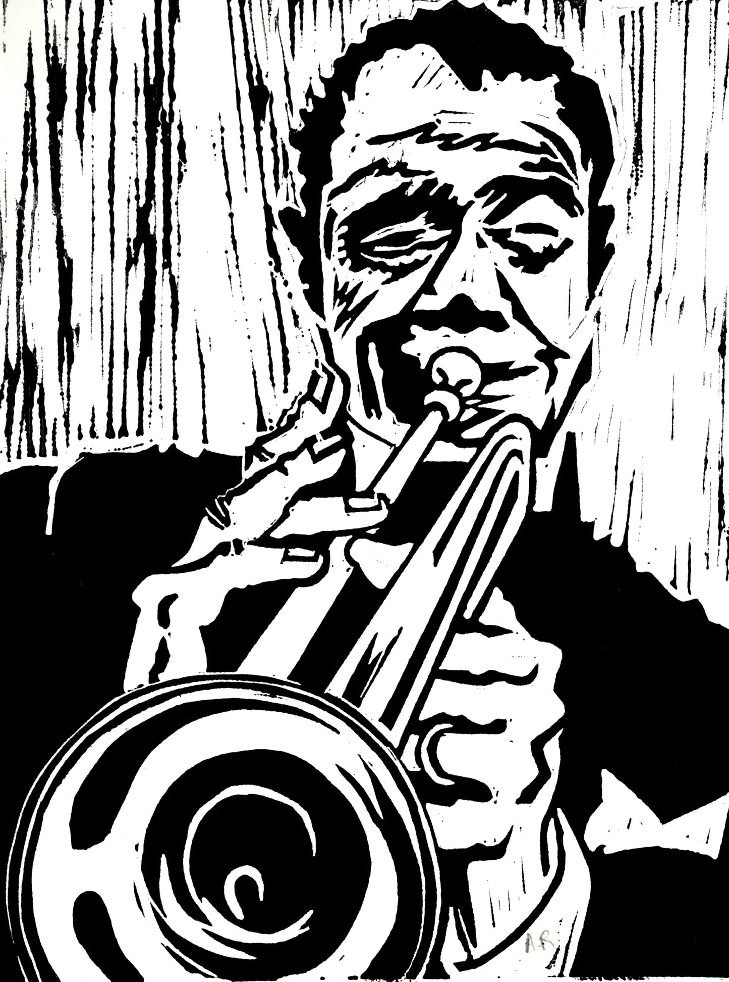 Louis Armstrong - Linocut