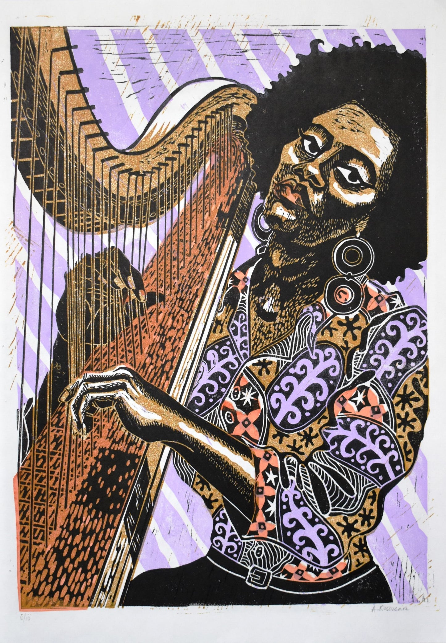 Alice Coltrane - Linocut