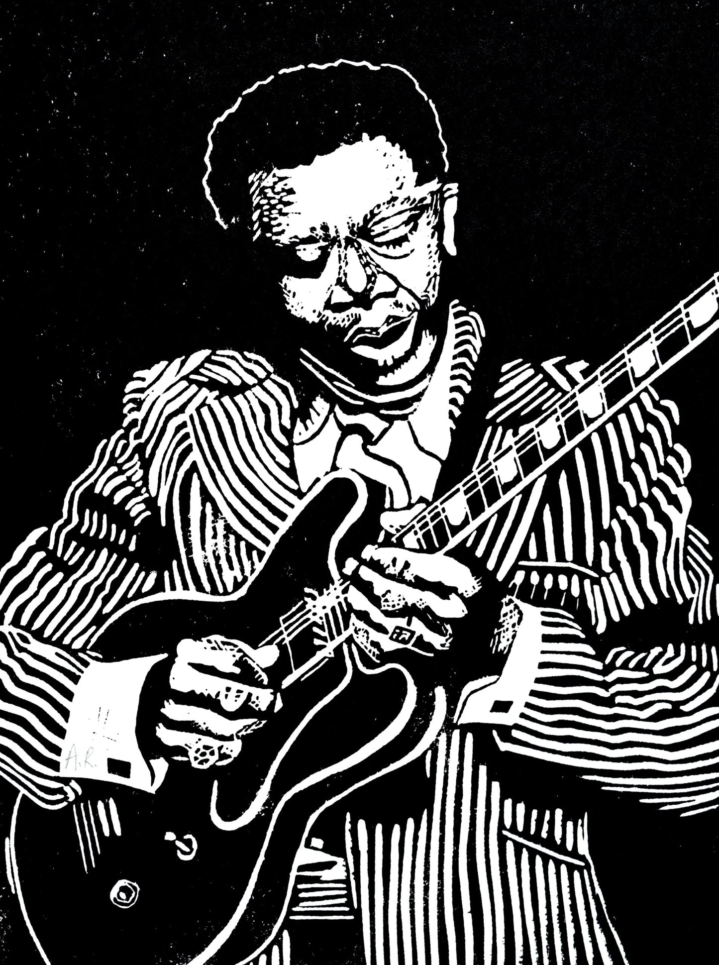 BB King - Linocut