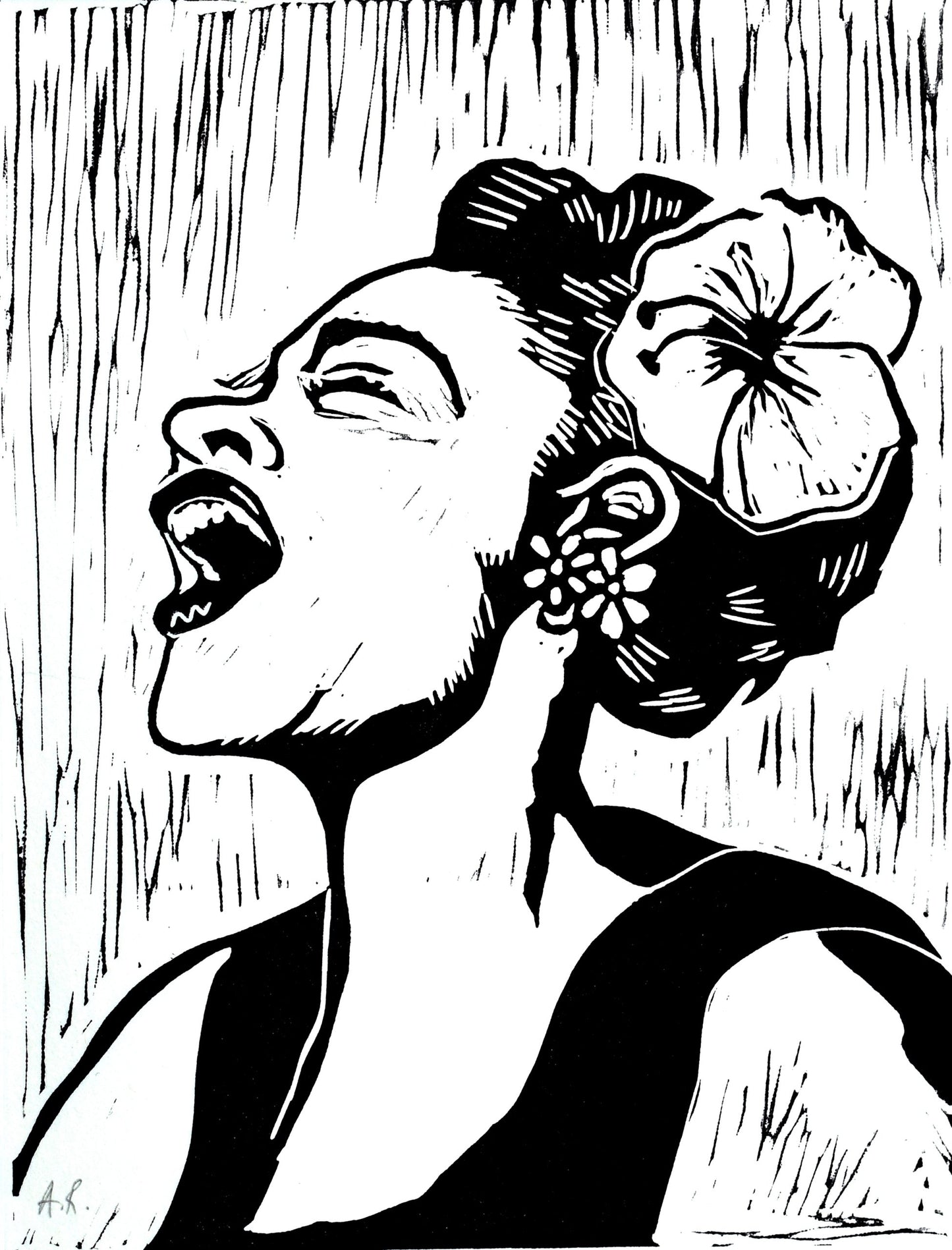 Billie Holiday - Linocut