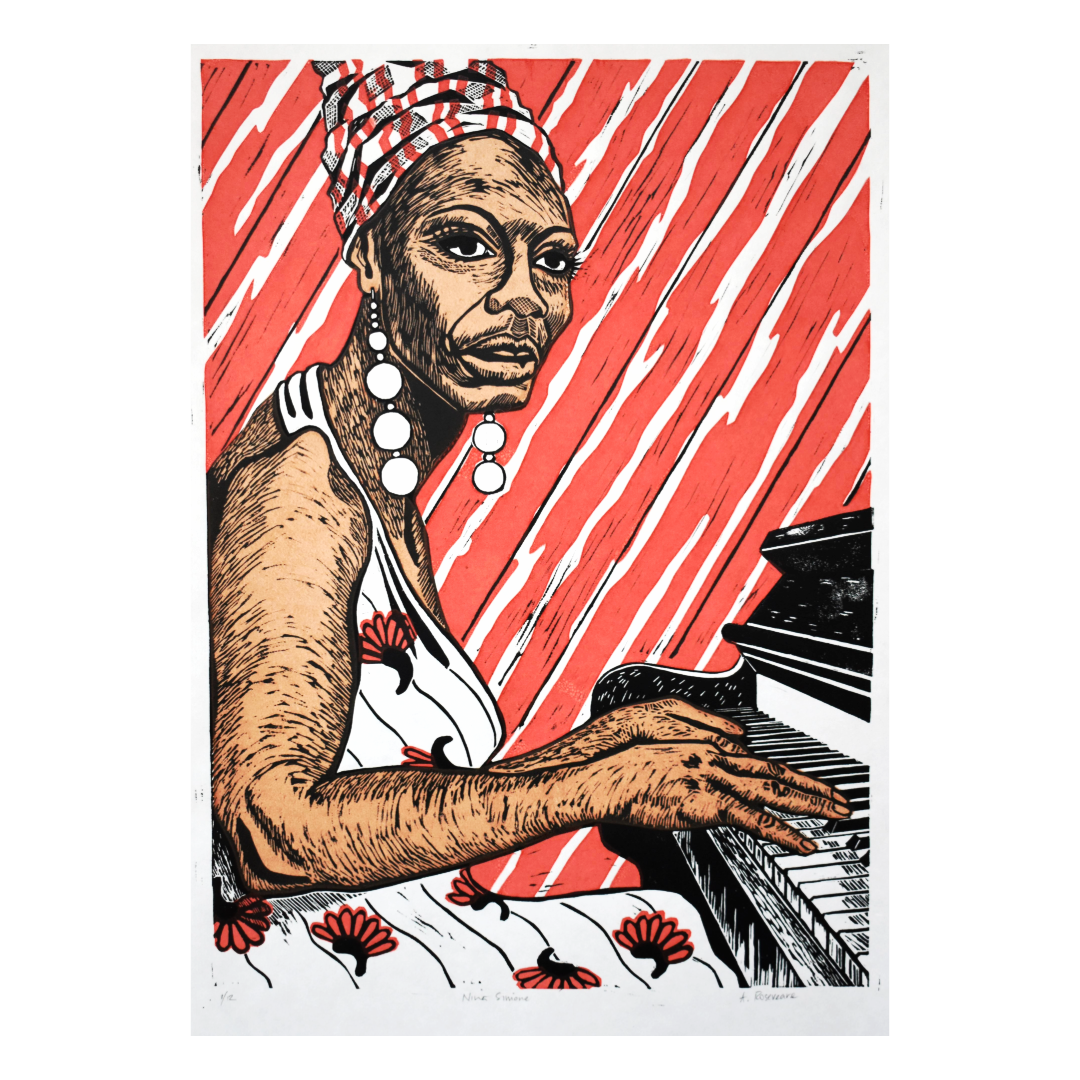 Nina Simone - Linocut