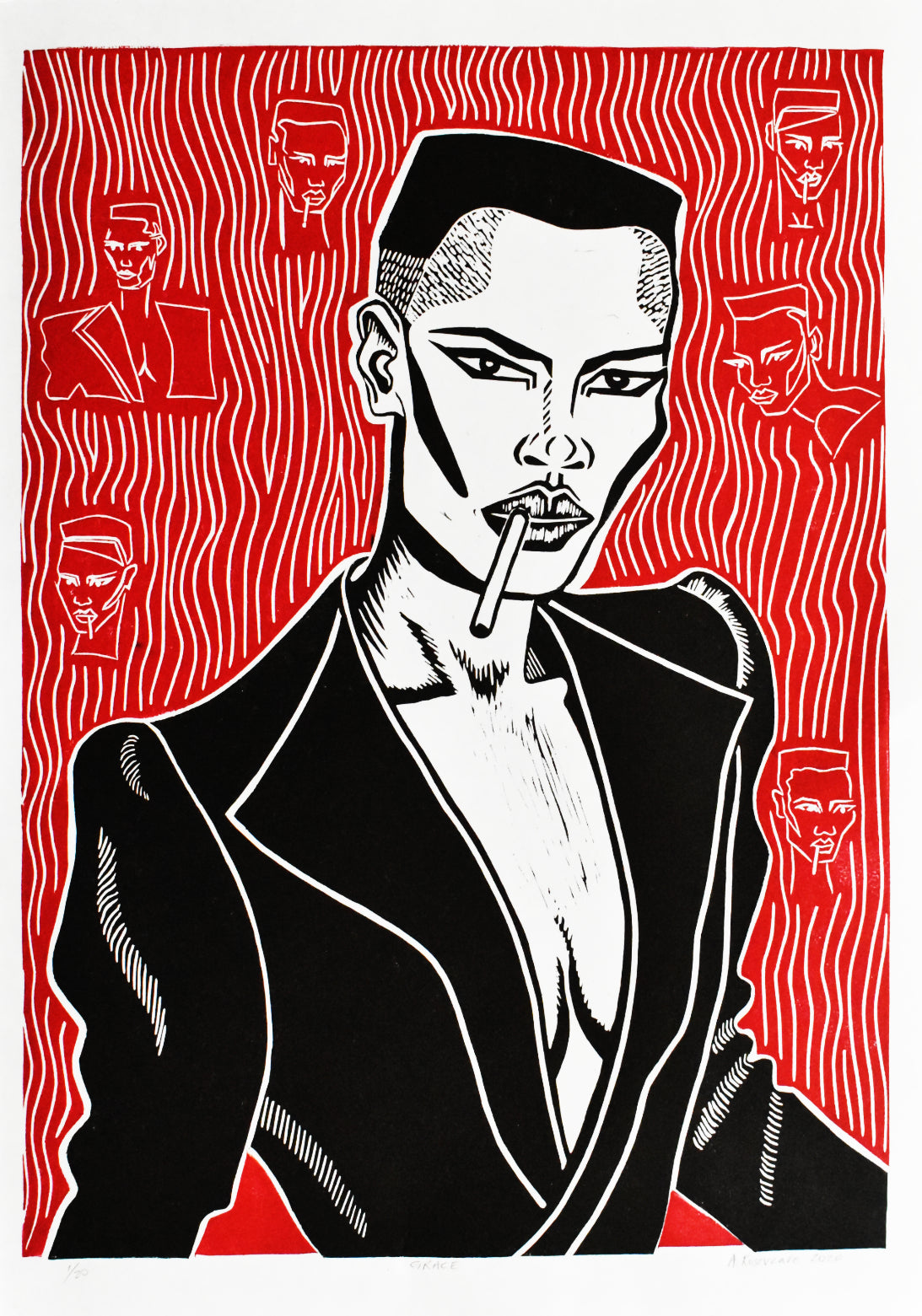 Grace Jones - Linocut